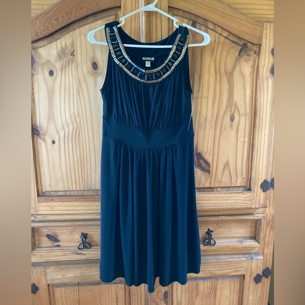 Women’s HAANI black silver black sleeveless fitted dress size M - NWT
